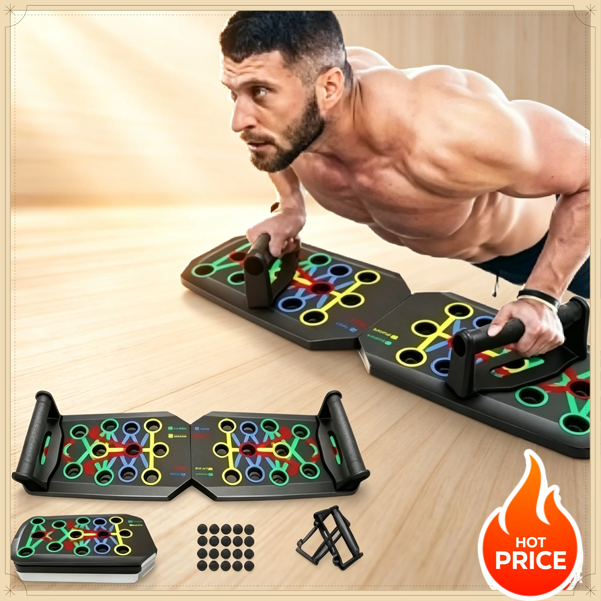 Push Up Board Foldable Multi Function - جهاز تمارين قابل للطي للاستخدام المنزلي،