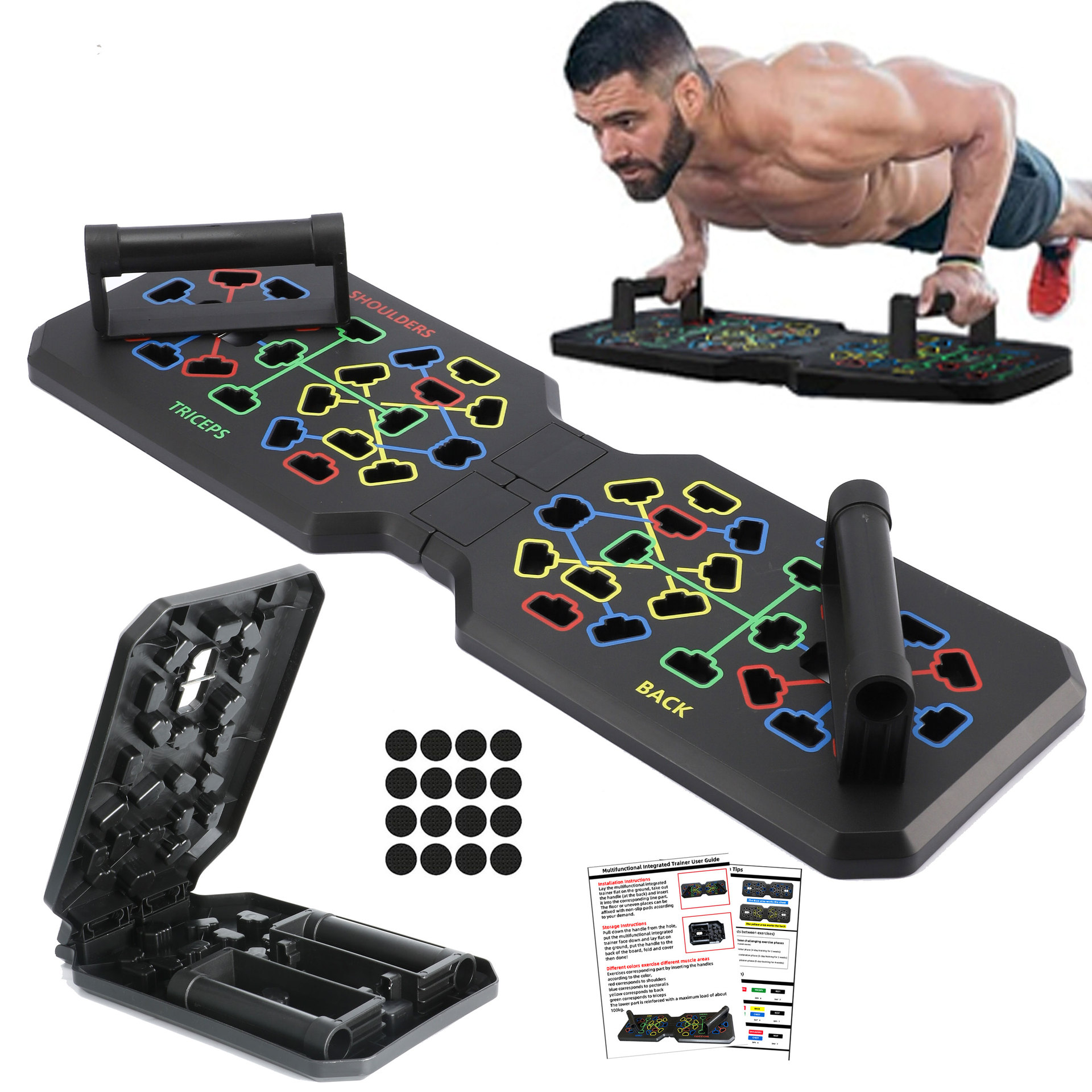 Push Up Board Foldable Multi Function - نظام لوح تمارين الضغط القابل للطي،