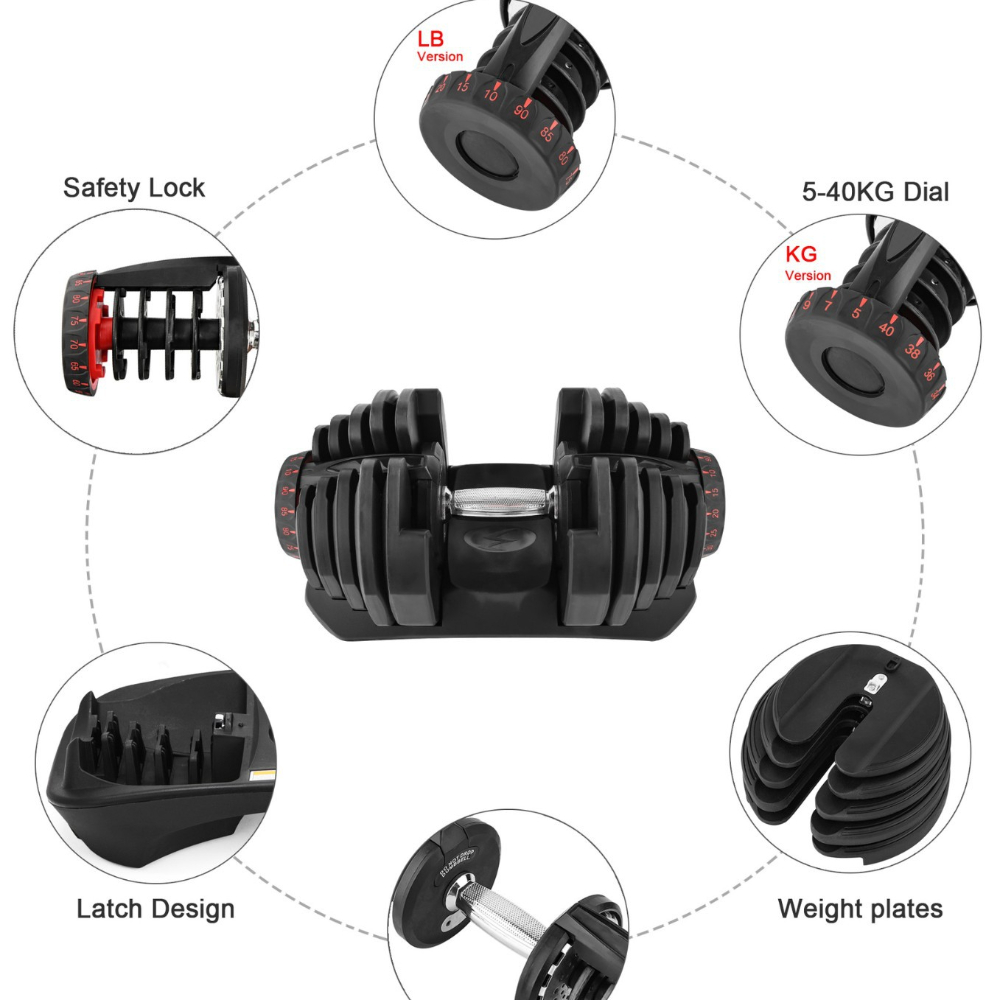 مجموعة دمبلز تجارية قابلة للتع - مراجعة Adjustable Dumbbell Pair 40Kg وسعره
